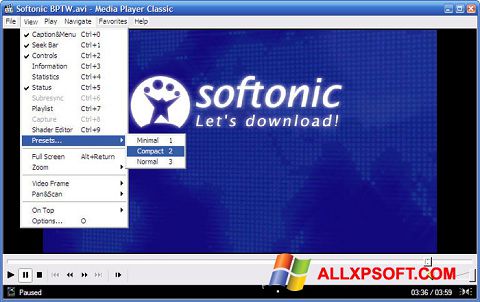 Snimak zaslona Media Player Classic Windows XP