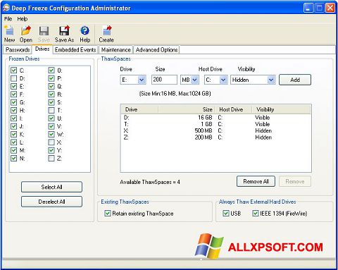 Snimak zaslona Deep Freeze Windows XP