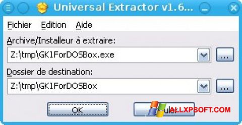 Snimak zaslona Universal Extractor Windows XP