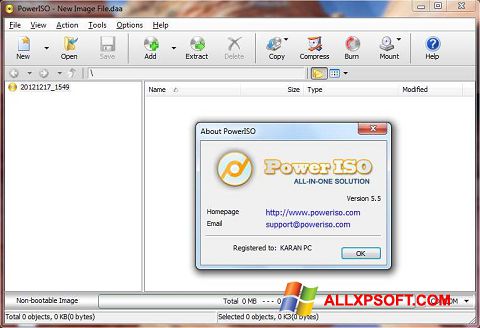 Snimak zaslona PowerISO Windows XP