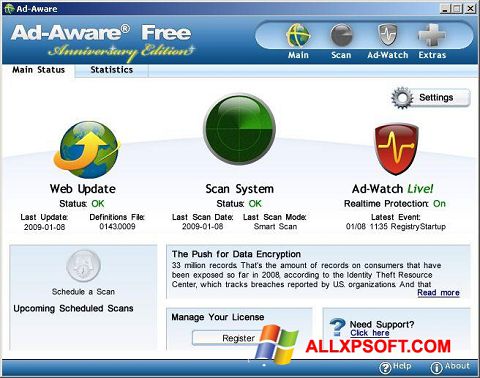 Snimak zaslona Ad-Aware Free Windows XP