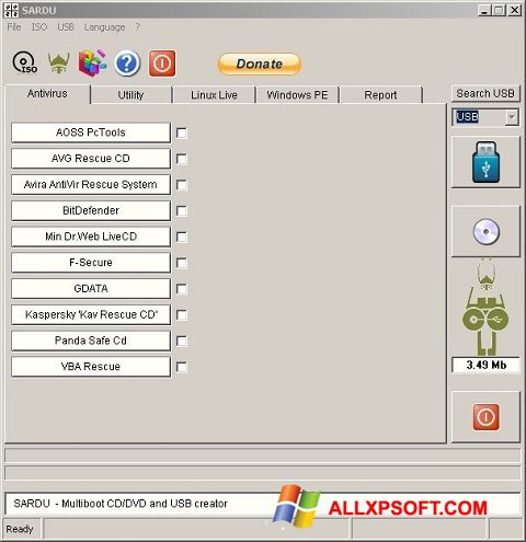 Snimak zaslona SARDU Windows XP