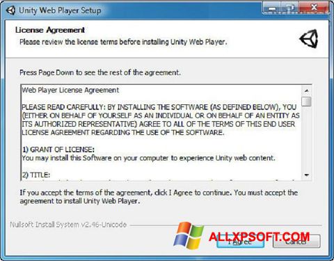 Snimak zaslona Unity Web Player Windows XP
