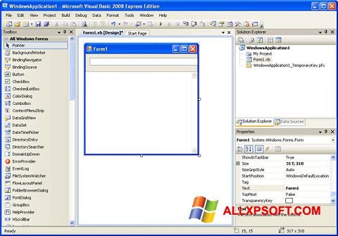Snimak zaslona Microsoft Visual Basic Windows XP