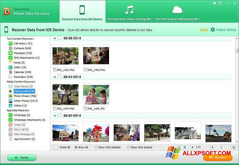Snimak zaslona iPhone Data Recovery Windows XP