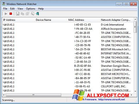 Snimak zaslona Wireless Network Watcher Windows XP