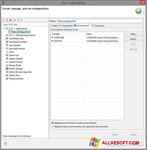 Snimak zaslona Eclipse Windows XP