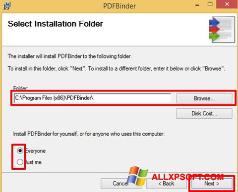 Snimak zaslona PDFBinder Windows XP