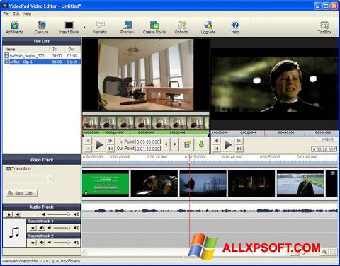 Snimak zaslona VideoPad Video Editor Windows XP