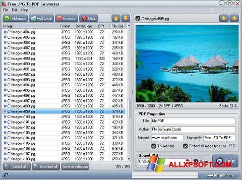 Snimak zaslona JPG to PDF Converter Windows XP