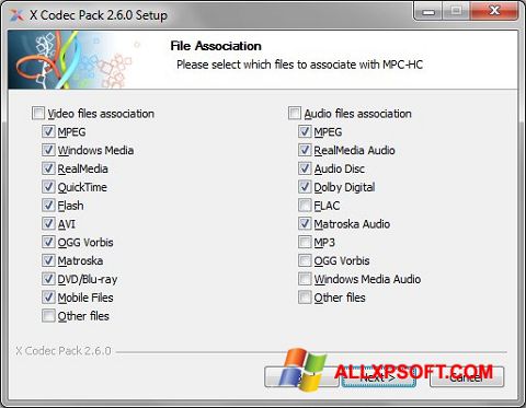 Snimak zaslona X Codec Pack Windows XP