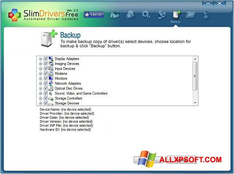 Snimak zaslona SlimDrivers Windows XP
