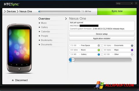 Snimak zaslona HTC Sync Windows XP