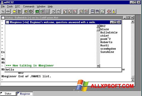 Snimak zaslona mIRC Windows XP