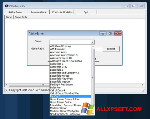 Snimak zaslona PunkBuster Windows XP