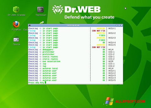 Snimak zaslona Dr.Web LiveCD Windows XP