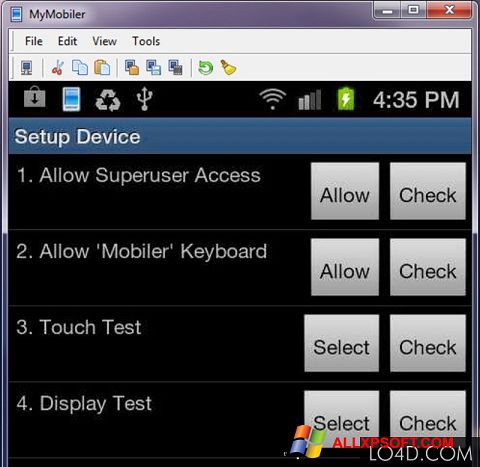 Snimak zaslona MyMobiler Windows XP