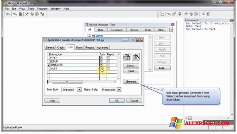 Snimak zaslona Microsoft Visual FoxPro Windows XP