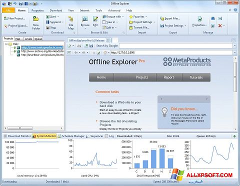 Snimak zaslona Offline Explorer Windows XP