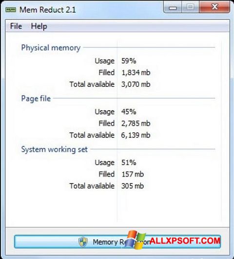 Snimak zaslona Mem Reduct Windows XP