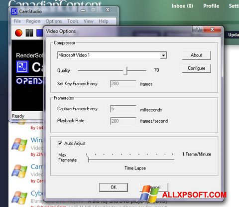 Snimak zaslona CamStudio Windows XP