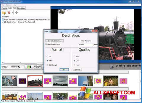 Snimak zaslona Bolide Slideshow Creator Windows XP