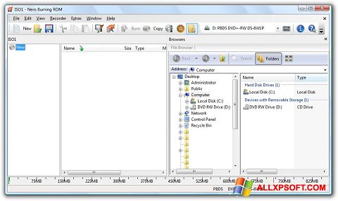 Snimak zaslona Nero Burning ROM Windows XP