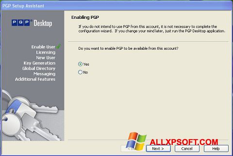 Snimak zaslona PGP Desktop Windows XP