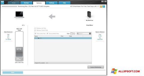 Snimak zaslona WD SmartWare Windows XP