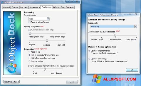 Snimak zaslona ObjectDock Windows XP
