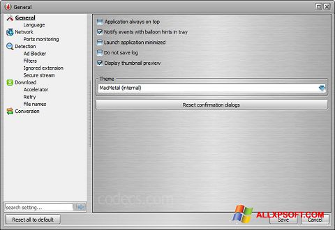 Snimak zaslona VSO Downloader Windows XP