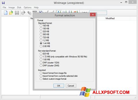 Snimak zaslona WinImage Windows XP