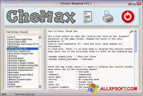 Snimak zaslona CheMax Windows XP