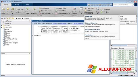 Snimak zaslona MATLAB Windows XP