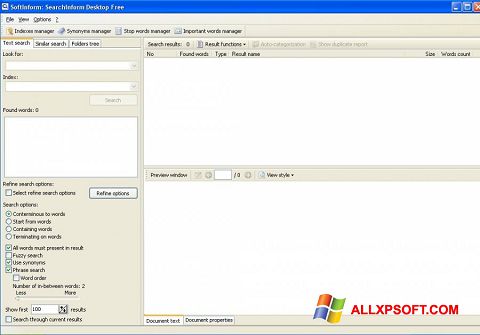 Snimak zaslona SearchInform Windows XP