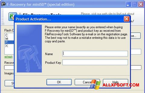 Snimak zaslona F-Recovery SD Windows XP