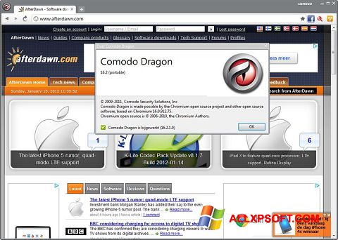 Snimak zaslona Comodo Dragon Windows XP