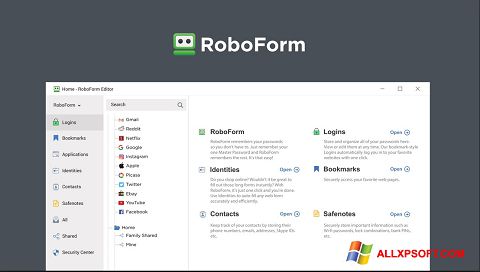Snimak zaslona RoboForm Windows XP