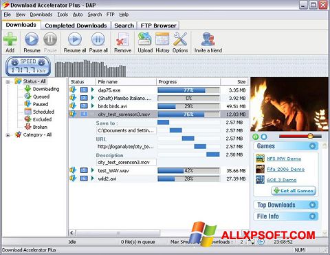 Snimak zaslona Download Accelerator Plus Windows XP