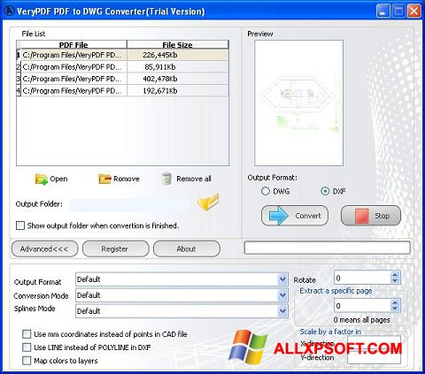 Snimak zaslona PDF to DWG Converter Windows XP