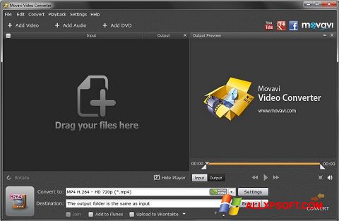 Snimak zaslona Movavi Video Converter Windows XP
