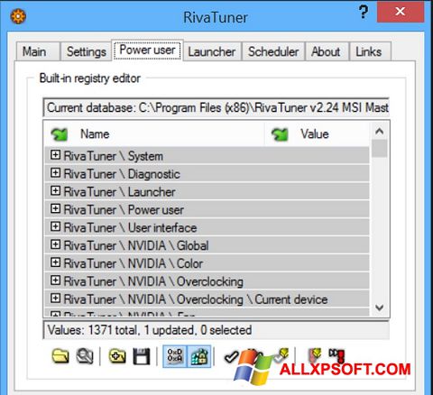 Snimak zaslona RivaTuner Windows XP