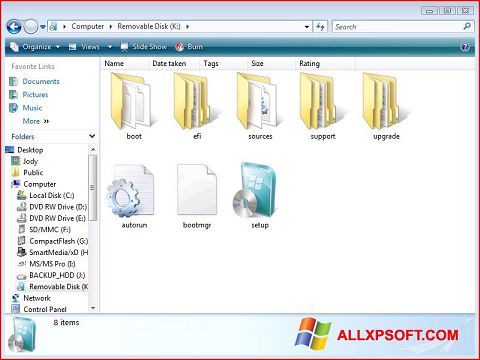 Snimak zaslona Windows 7 USB DVD Download Tool Windows XP