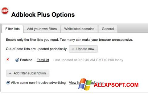 Snimak zaslona Adblock Plus Windows XP