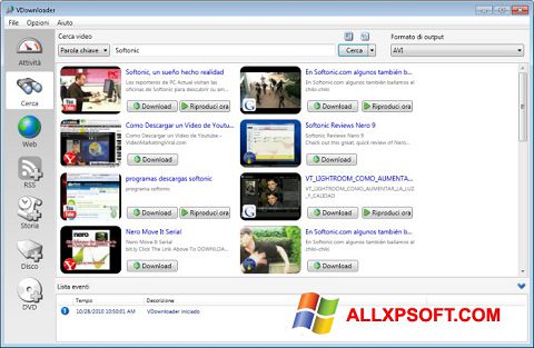 Snimak zaslona VDownloader Windows XP