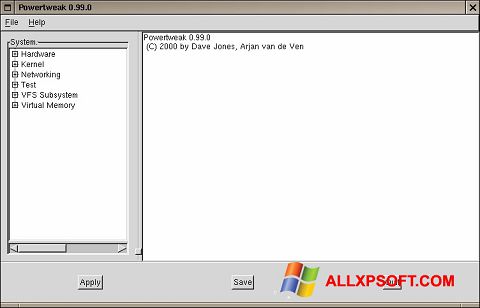 Snimak zaslona PowerTweak Windows XP