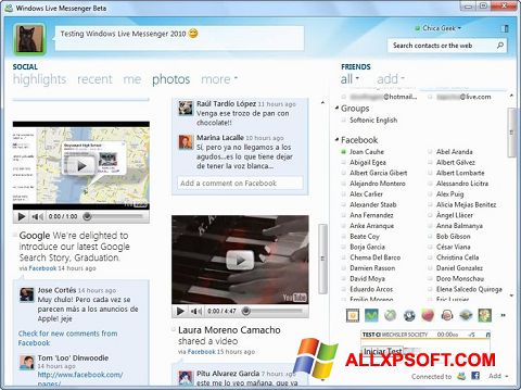 Snimak zaslona Windows Live Messenger Windows XP