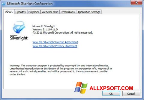 Snimak zaslona Microsoft Silverlight Windows XP