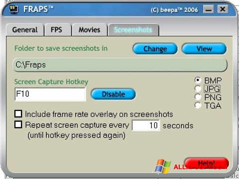Snimak zaslona Fraps Windows XP