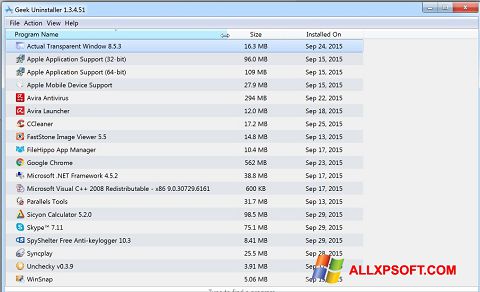 Snimak zaslona Geek Uninstaller Windows XP